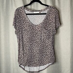 Leopard Print V-Neck Women Top